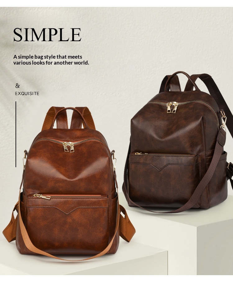 Korean-style Soft PU Large-Capacity Versatile SpringSummer New Arrival Womens Travel Backpack