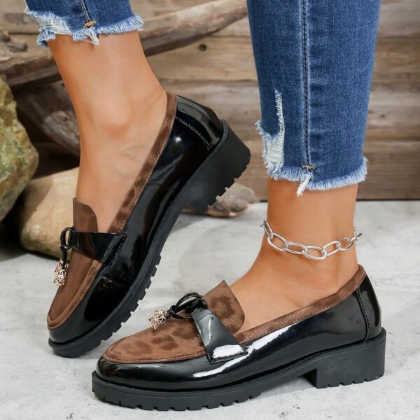 New 2025 Autumn Winter Korean Style Mid-Heel Retro Leopard Print Buckle Loafers, Lightweight Height-Increasing Non-Slip Casual Shoes - Image 7