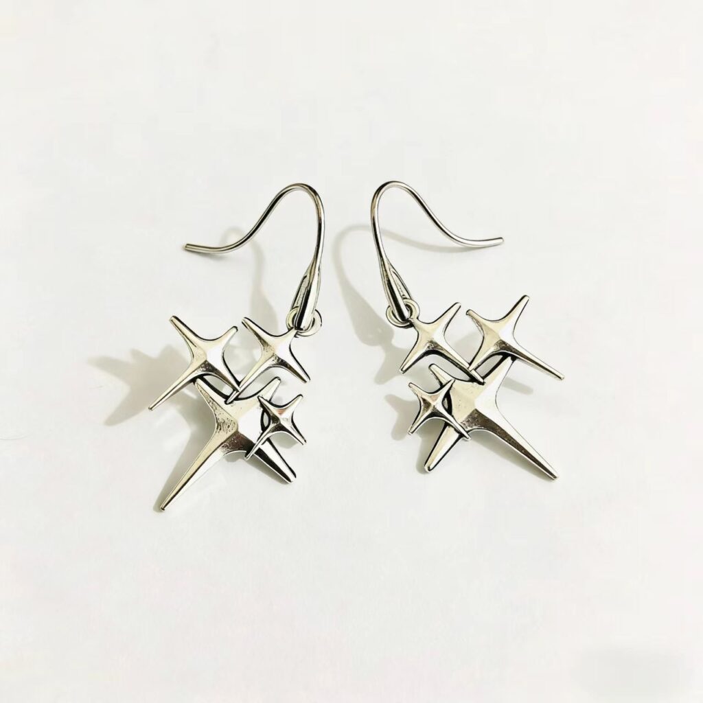 Unique Irregular Silver Copper Womens Instagram-Style High-End Earrings