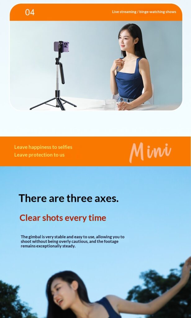Outdoor Bluetooth Tripod With An Ultra-long Extendable ArmRotating Remote Control And Built-in Image Stabilization
