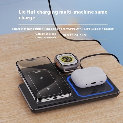 15W 3 In 1 LED Fast Wireless Charger Stand Foldable Charging Station For Smart Phone 15 14 13 12 11 IWatch 9 8 7 6 5 Airpods Pro - Image 2