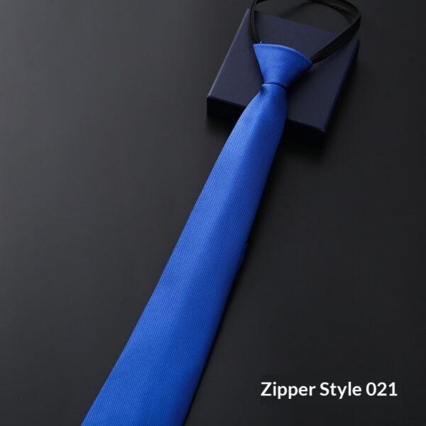 Mens Business Formal Zipper Tie With Blue Stripes - Image 41