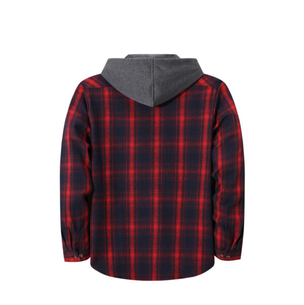 Mens Trendy Plaid Hooded Jacket - Image 12