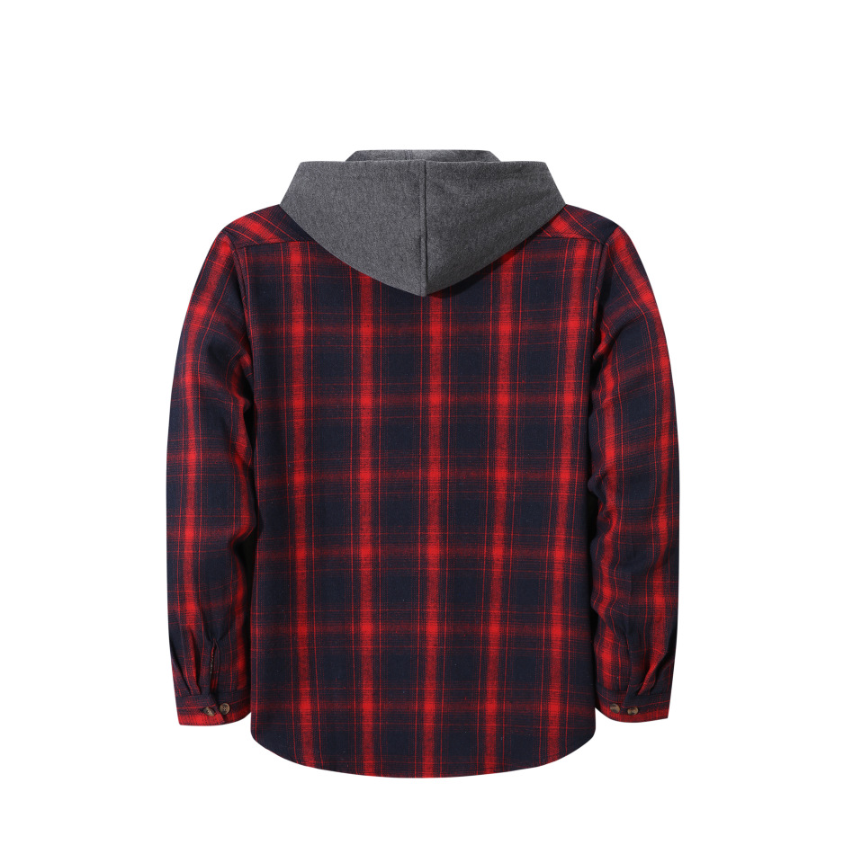 Mens Trendy Plaid Hooded Jacket - Image 12