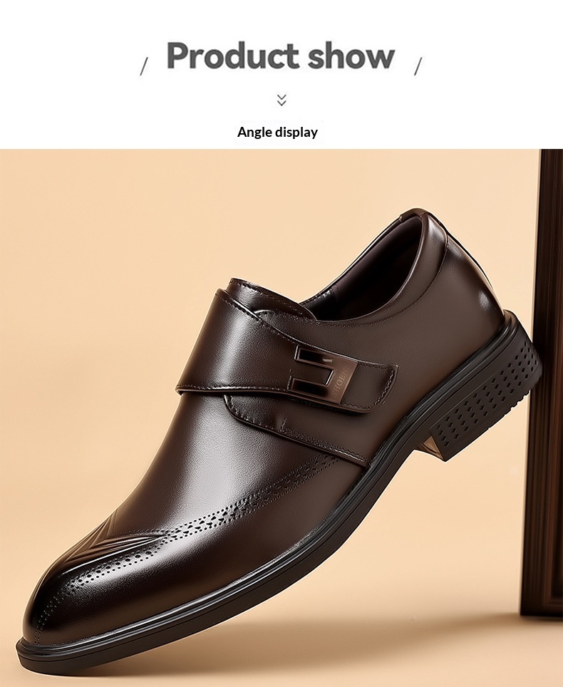 Mens Leather Shoes Made From Full-Grain Cowhide With A Pipe-Shaped Toe