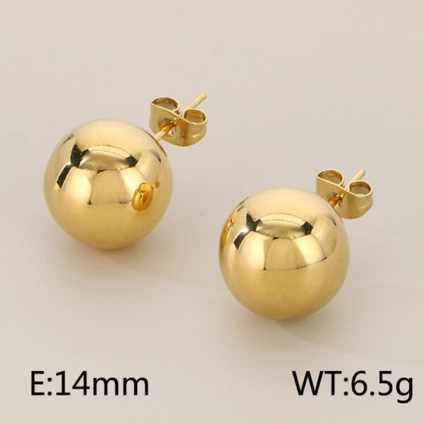 Simple Versatile Titanium Steel Polished Bean-Shaped Round Stud Earrings - Image 14