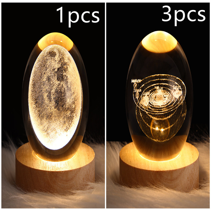 LED Night Light Galaxy Crystal Ball Table Lamp 3D Planet Moon Lamp Bedroom Home Decor For Kids Party Children Birthday Gifts - Image 52
