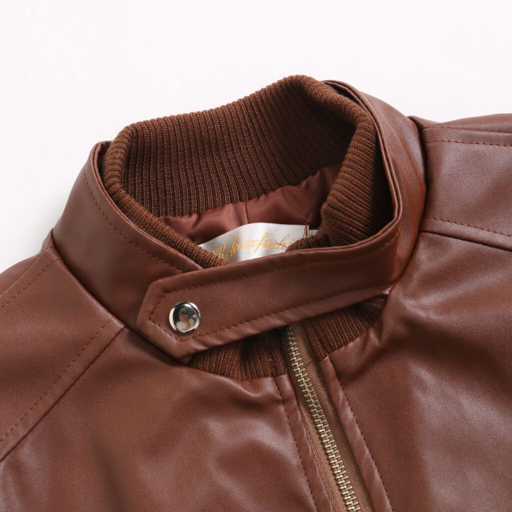 Mens Winter Warm Zip-Up Stand Collar Slim-Fit Leather Jacket Coats