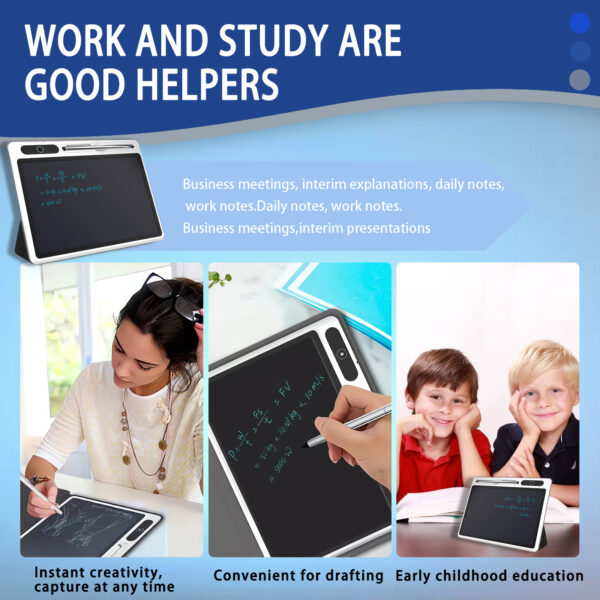 Eye-Friendly Blue-Light Free LCD Writing Tablet, Flip Case Stand Design, One-Clear Erase Portable Paperless Board For Kids Learning & Office Draft - Image 4