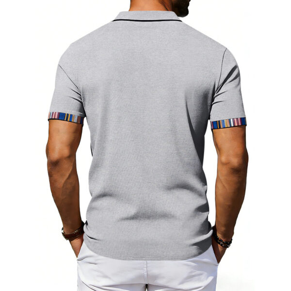 Men's Casual Lapel Contrast-color Polo Shirt Short-sleeve Polo Tee - Image 17