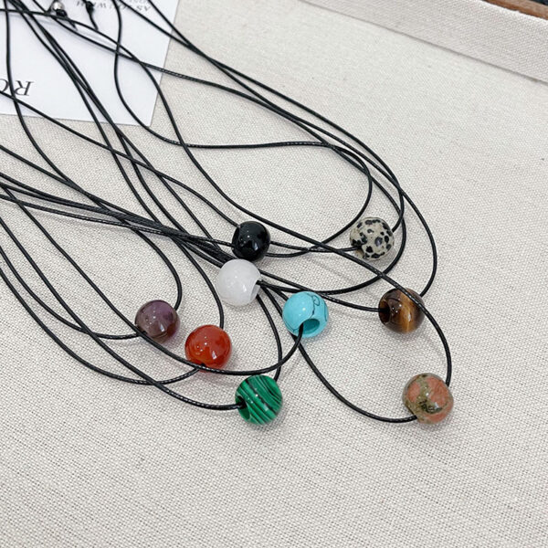 Agate Black Rope Necklace For Women - Image 14