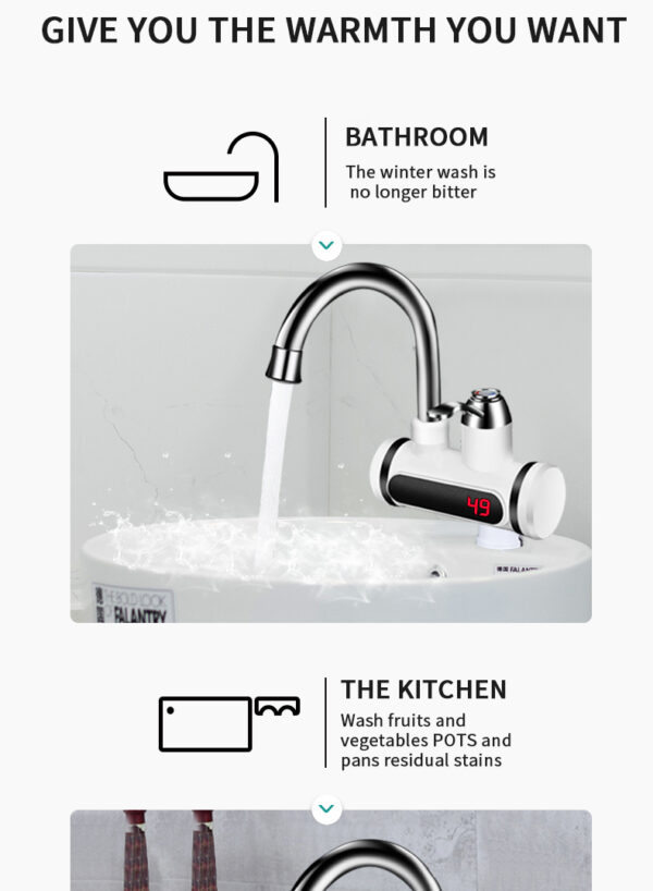 Kitchen Electric Water Tap  Water Heater Temperature Display Cold Heating Faucet Hot Water Faucet Heater - Image 9