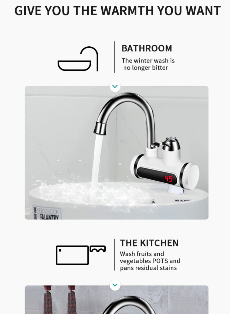 Kitchen Electric Water Tap  Water Heater Temperature Display Cold Heating Faucet Hot Water Faucet Heater
