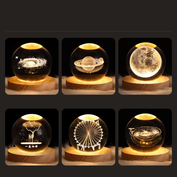 Luminous Starry Sky And Planets Moon Moon Crystal Ball Small Night Lamp Projection Ambience Light Creative Gift New Strange Gift - Image 9