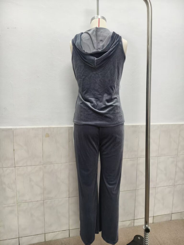 Velvet Womens Fashion Wide-Leg Pants Sports Suit