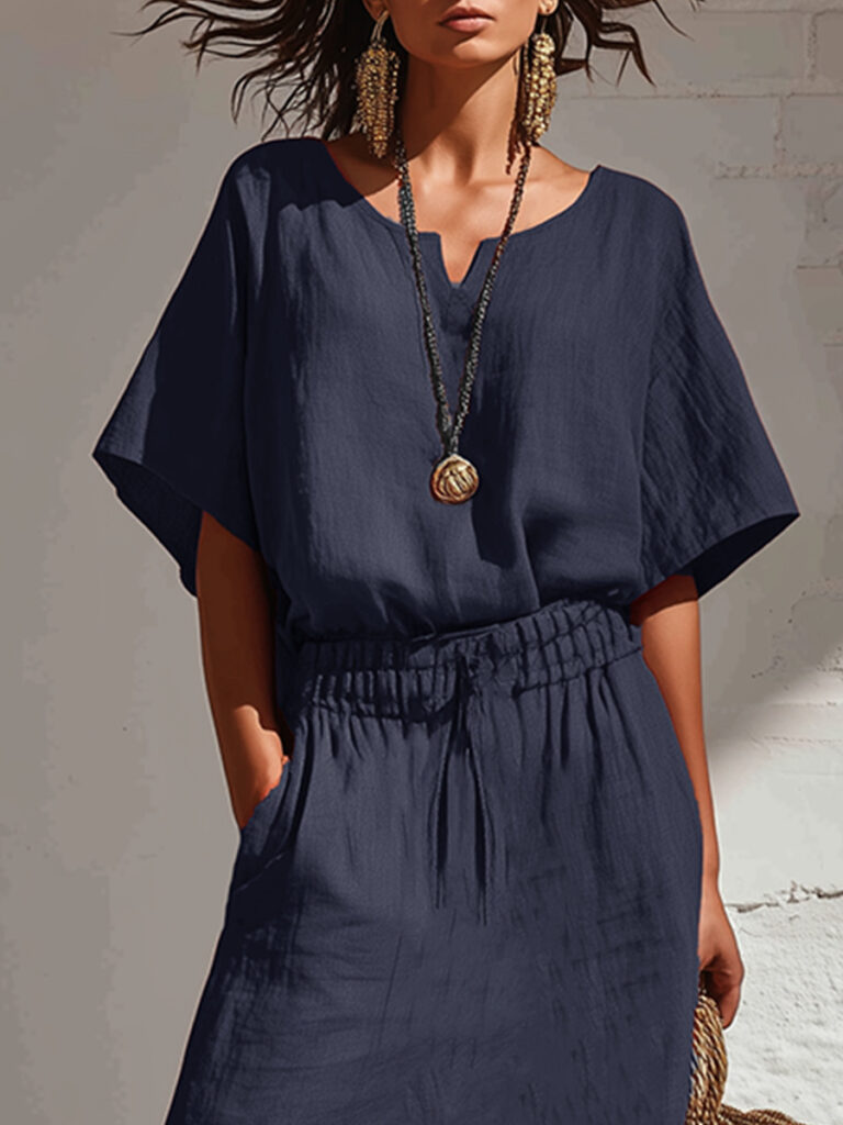 Women's Batwing-sleeve Top And Pencil Skirt Set
