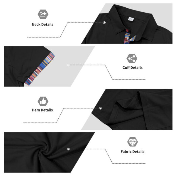 Men's Casual Lapel Contrast-color Polo Shirt Short-sleeve Polo Tee - Image 20