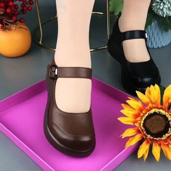 Women's Soft Leather Thick-soled Low-cut Shoes - Image 12