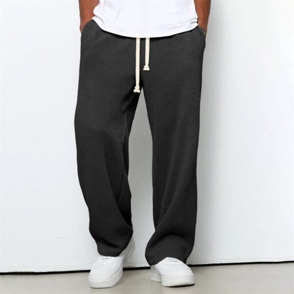 Mens Relaxed-fit Waffle-knit Wide-leg Athleisure Pants - Image 18