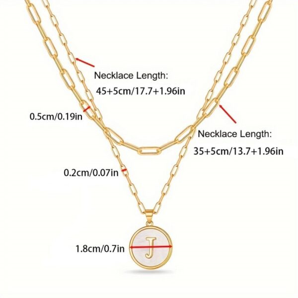 Circular Minimalist 26-Letter Pendant Double-Layer Necklace - Image 10
