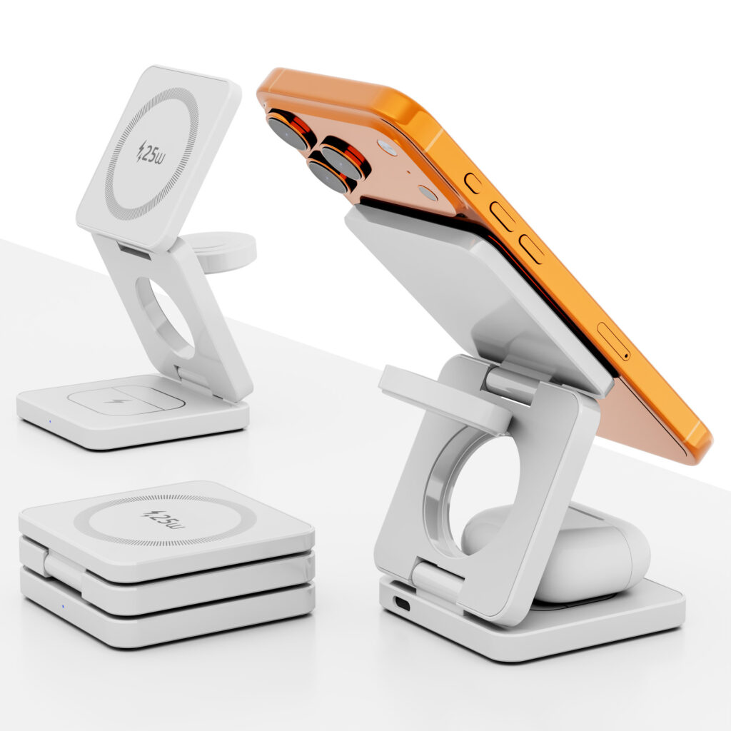 3-in-1 Foldable Magnetic Wireless Charging Desktop Stand