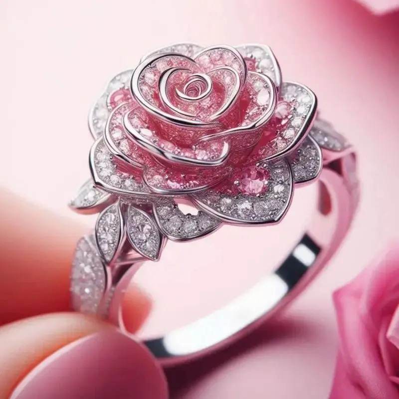 Fashionable Flower Ultra-Shimmering Full-Diamond Ring - Image 11