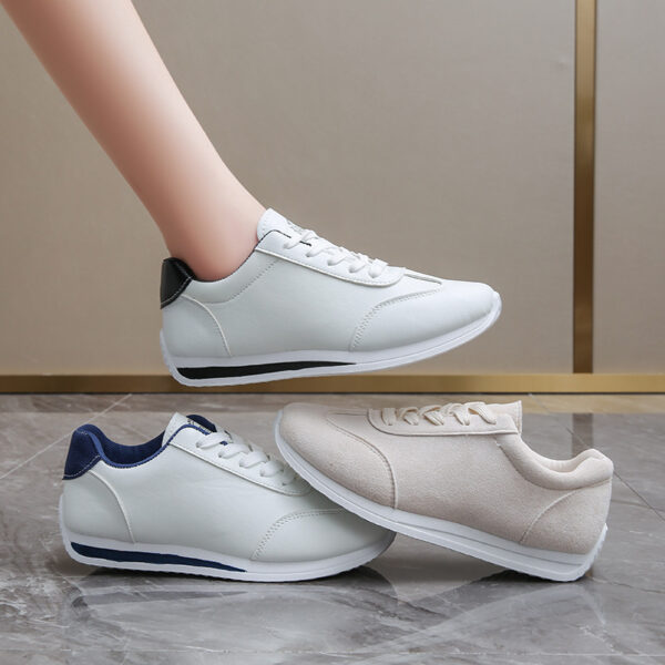 Plus-size Women's Leather Lace-up Casual Sneakers - Image 1