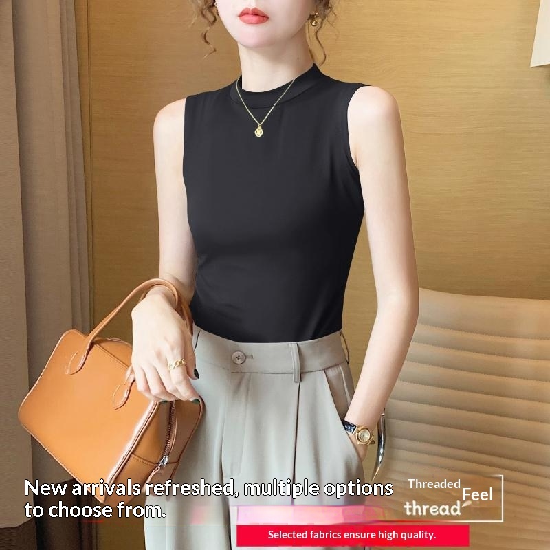 Sleeveless Strap Stand-up Collar Vest Women - Image 8