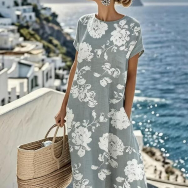 Plus Size Women's Blouse Pocket Short Sleeve Dress