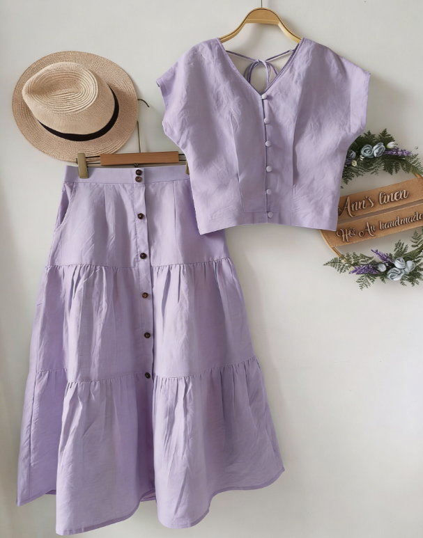 Gentle Style V-neck Button-down Sleeveless Top And High-waisted Skirt Set For Women - Image 10