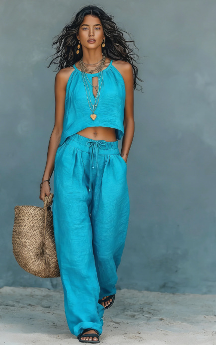 Women's Sleeveless Tank Top And Wide-Leg Pants Set - Image 23