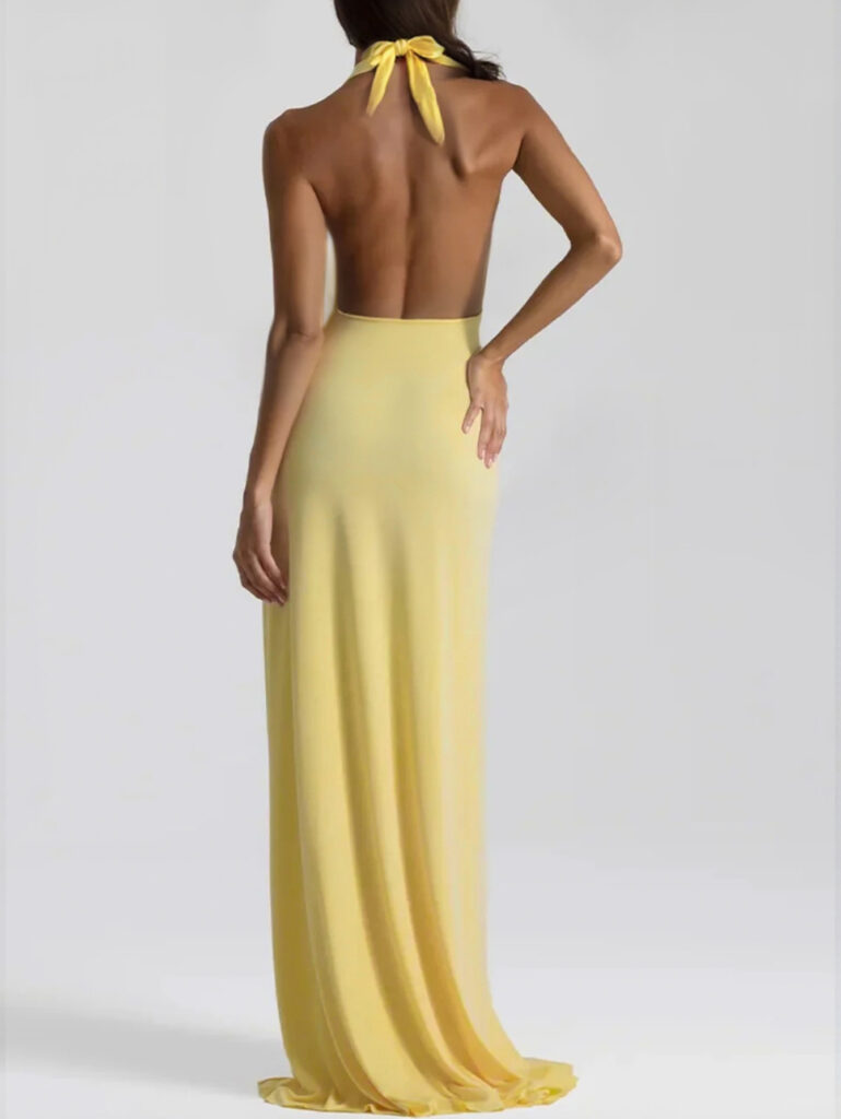 Feminine Solid Color Minimalism And Elegant Ribbon-Trimmed Dress