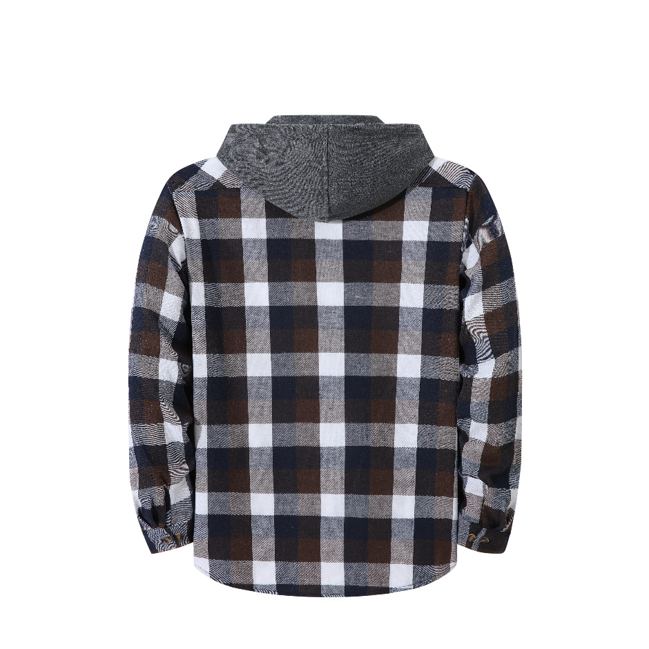 Mens Trendy Plaid Hooded Jacket - Image 17