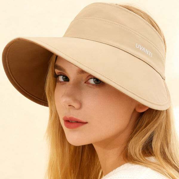 Solid-color Simple Double-sided Wide-brimmed Hat With Empty Crown, Light And Fresh Outdoor Wrap-around Style Large Brim, With Storage Function For Sun Protection.
