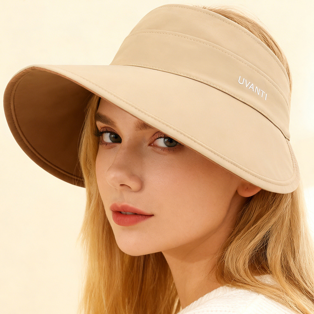 Solid-color Simple Double-sided Wide-brimmed Hat With Empty Crown, Light And Fresh Outdoor Wrap-around Style Large Brim, With Storage Function For Sun Protection. - Image 1