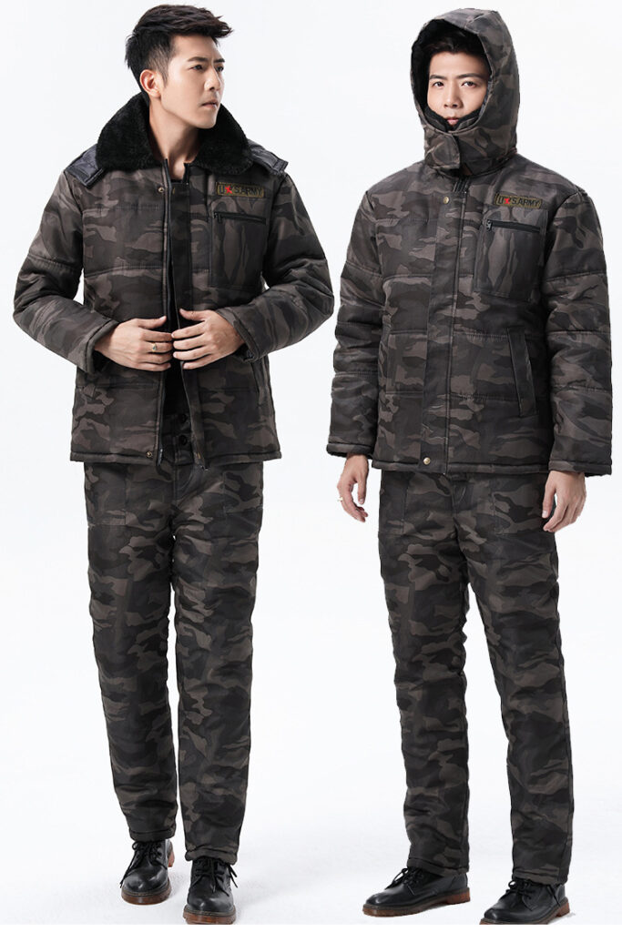 Winter Thickened Fleece Lined Camouflage Cotton Padded Jacket For Men