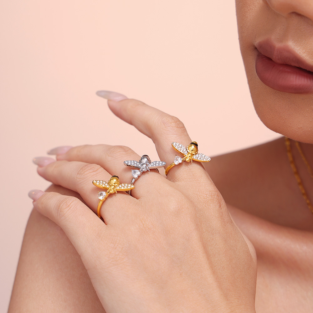 Stylish Oil-Drip Zircon Hardworking Little Bee Bracelet - Image 3