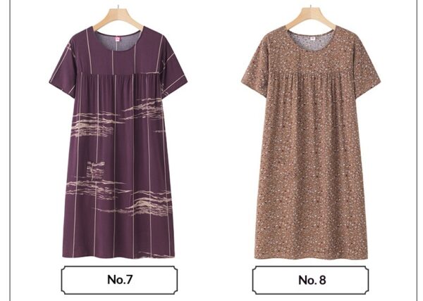 Women's Thin Loose Cotton Silk Short-Sleeve Dress - Image 12