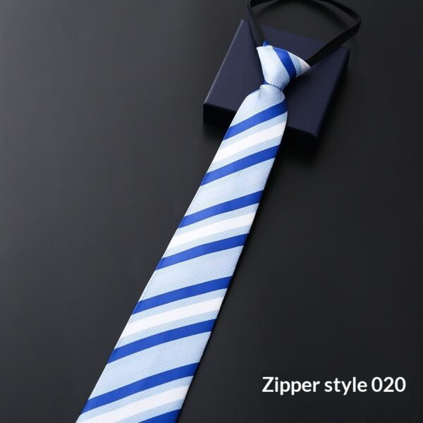 Mens Business Formal Zipper Tie With Blue Stripes - Image 40