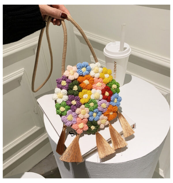Ethnic Fluffy Bag For Women, Fashion Trend, Floral Small Round Bag, Stylish And Versatile, Can Be Worn On One Shoulder Or Cross-body - Image 24