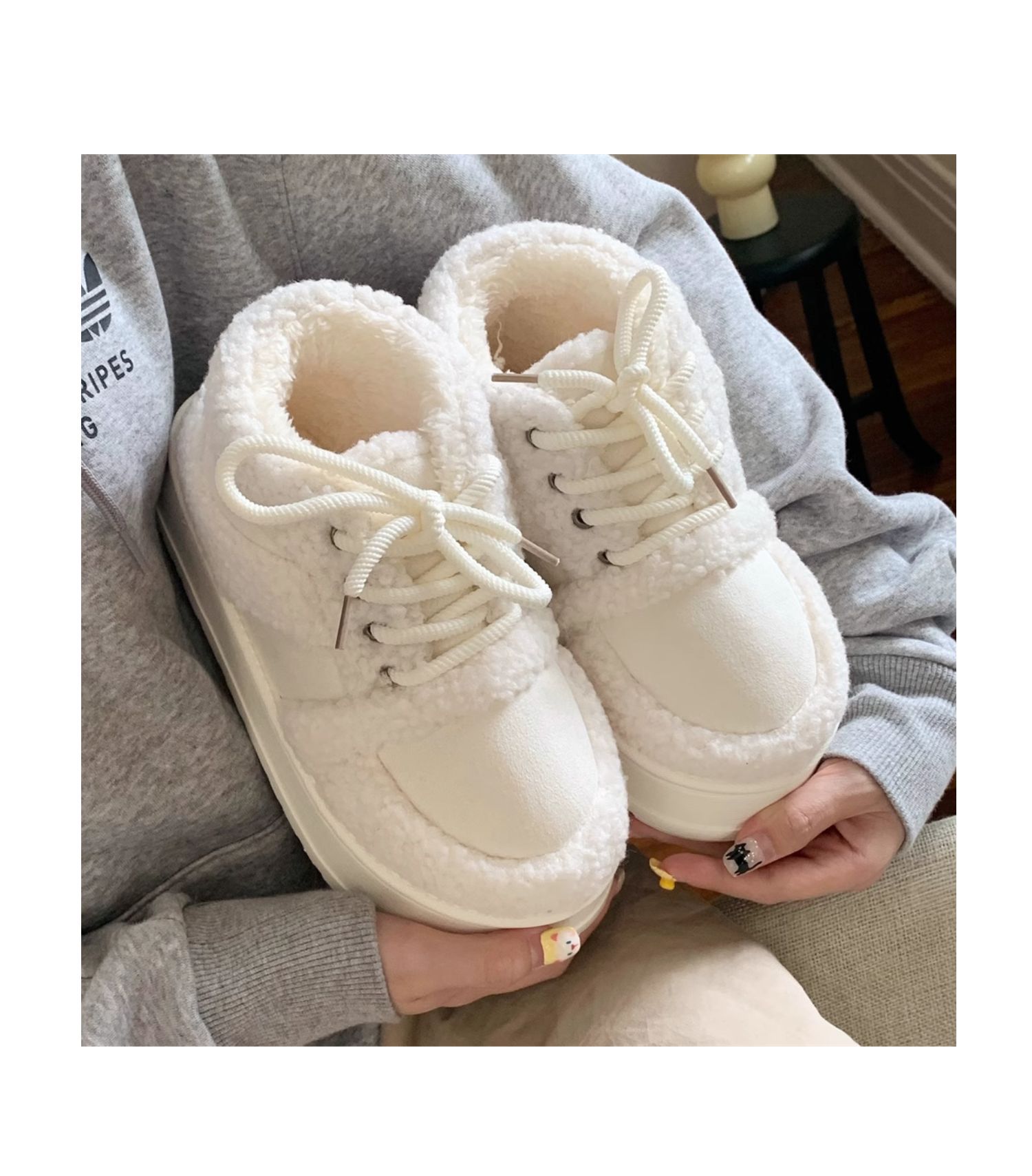 Korean-style Color-Block Lambswool Casual Sneakers AutumnWinter Cotton Boots - Image 10