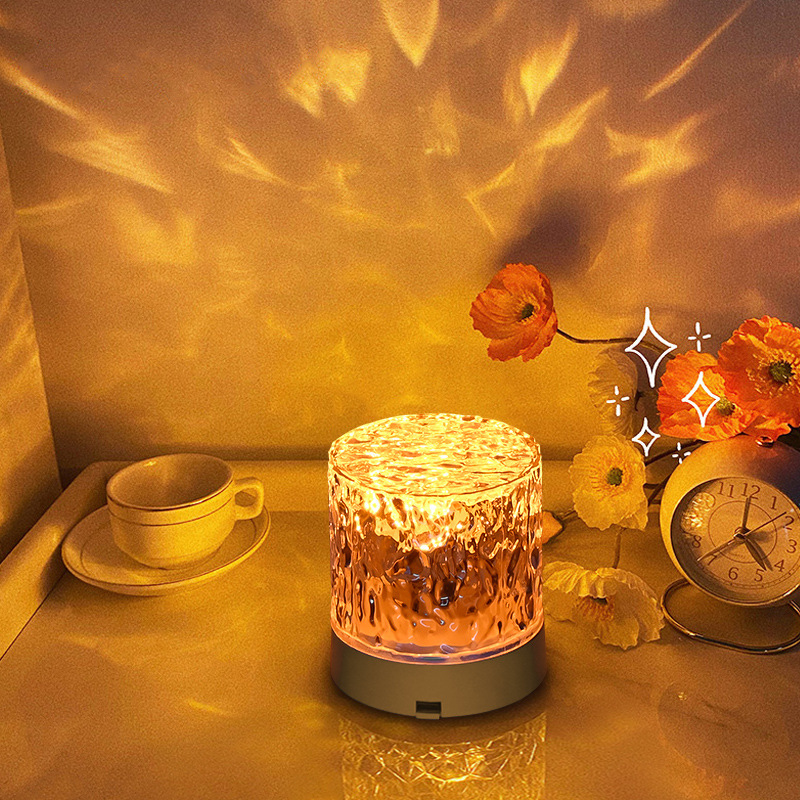 Crystal Lamp Water Ripple Projector Night Light Decoration Home Houses Bedroom Aesthetic Atmosphere Holiday Gift Sunset Lights Home Decor - Image 4