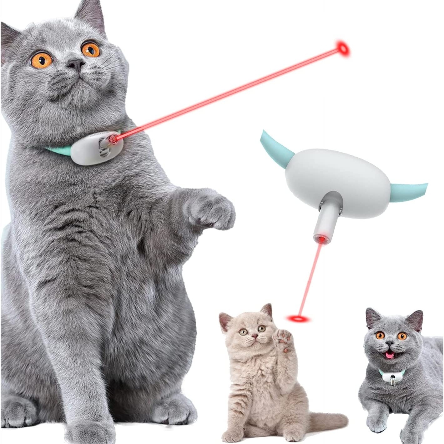 Automatic Cat Toy Smart Laser Teasing Cat Collar Electric USB Charging Kitten Amusing Toys Interactive Training Pet Items - Image 1