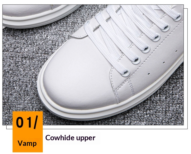 Korean-style Casual Invisible-heeled White Sneakers For Men Autumn Season