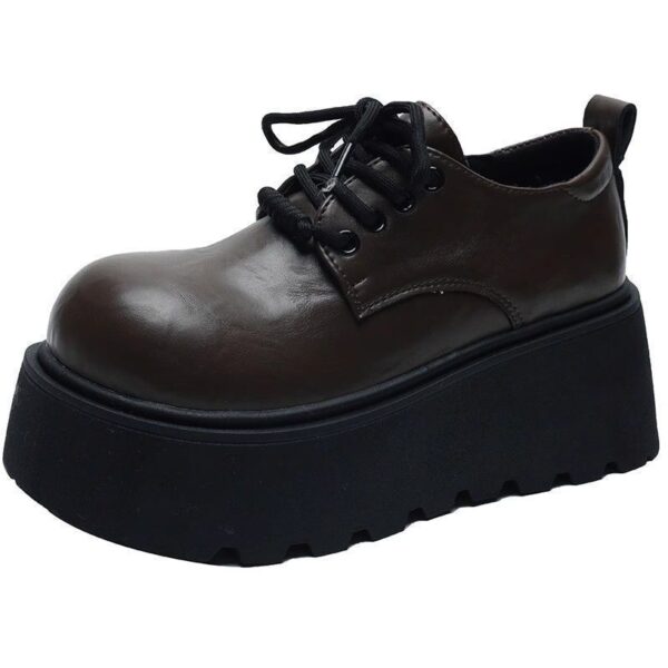 Women's Thick-Soled Retro British-Style Lace-Up Casual Shoes - Image 5