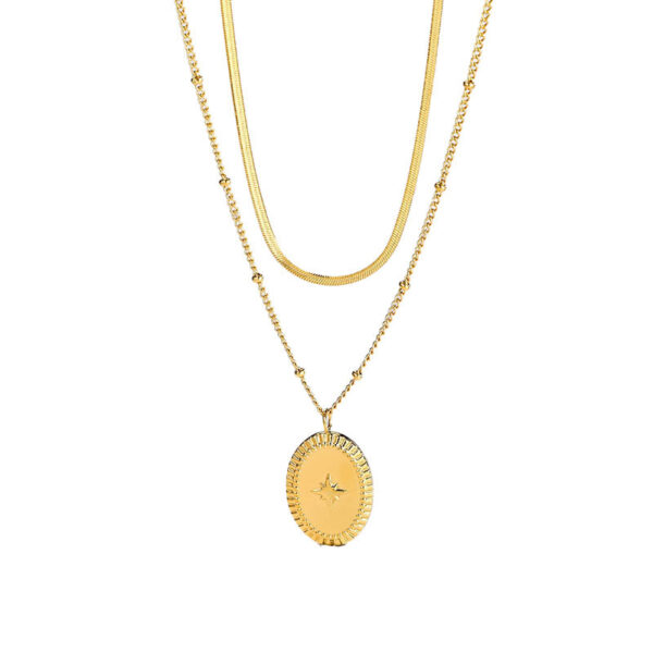 Eight-pointed Star Oval Double-layer Necklace - Image 5