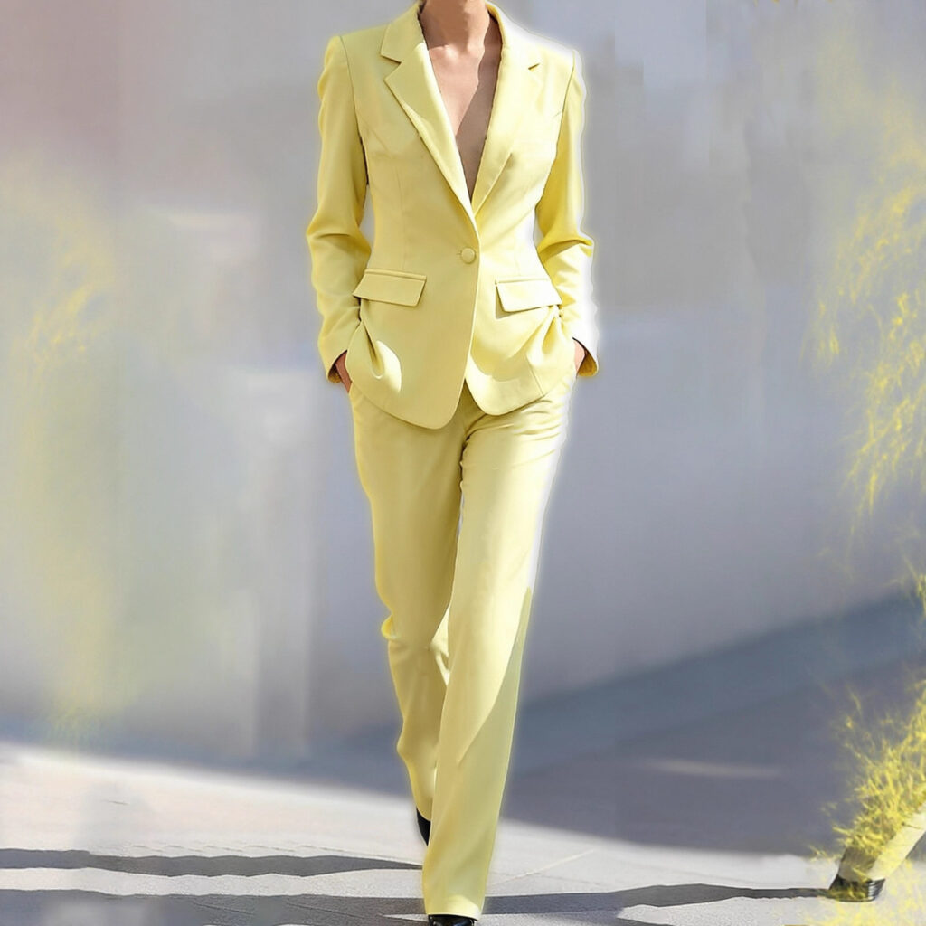 Women's Elegant, Sophisticated Long-Sleeve Blazer And Pants Suit