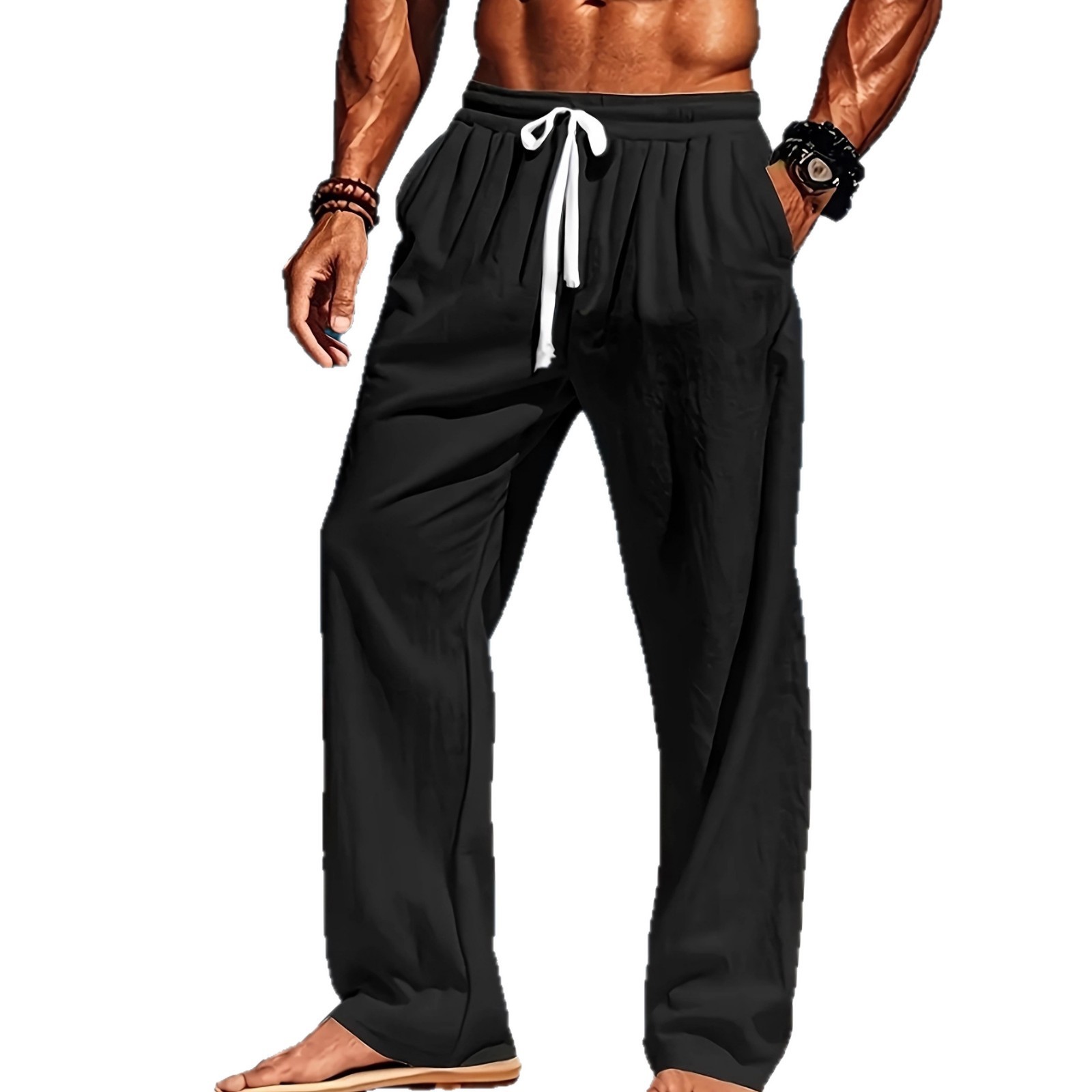 Breathable Cotton-Linen Loose-Fit Casual Sports Trousers - Image 7
