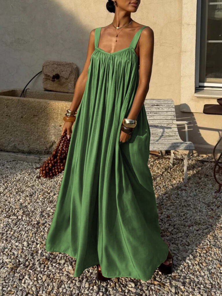 French-style Elegant Pleated Slip Dress