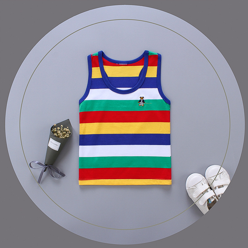Breathable Cotton Striped Sleeveless Kids Vest - Image 75